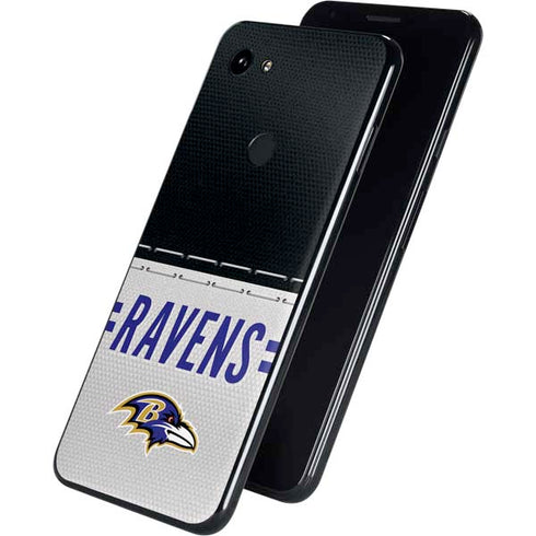 NFL Baltimore Ravens White Striped Google Pixel 3a XL Skin